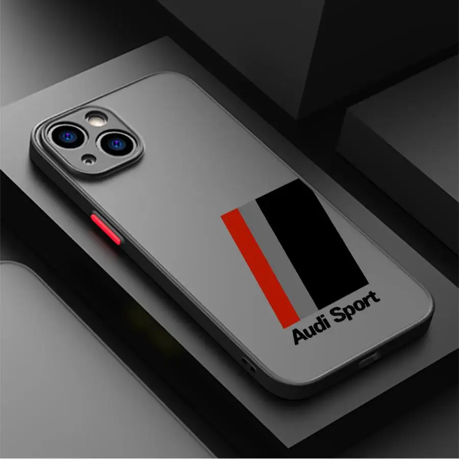 Custodia per Apple iPhone 11 13 Pro 11 Max 16e 15 XR 12 Mini XS 14 16 Bordo nero Shell Auto A-Audi Logo