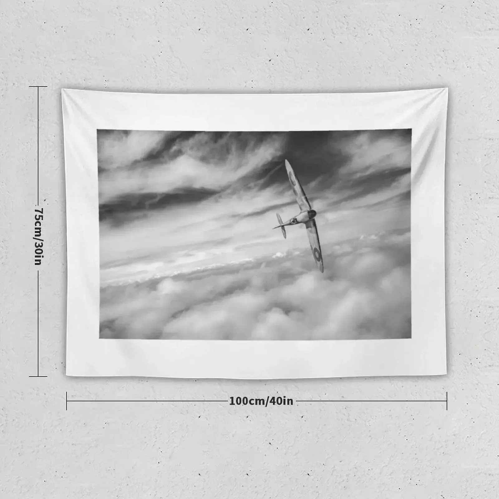 Spitfire solo black and white version Tapestry Wall Decor Hanging Bathroom Decor Tapestry