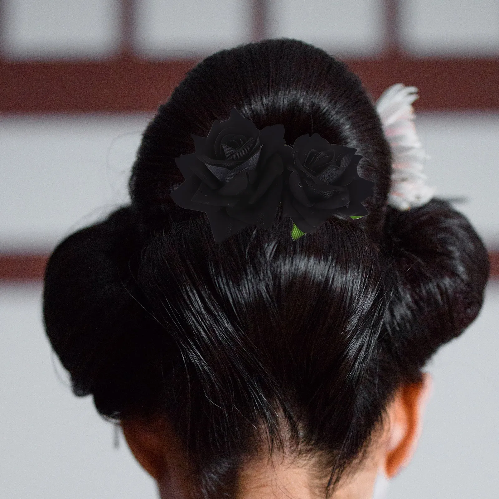 

Rose Hair Clip Bridal Accessories Wedding Black Color Women Elegant Faux Rose Decor Gorgeous Hairpin Headdress