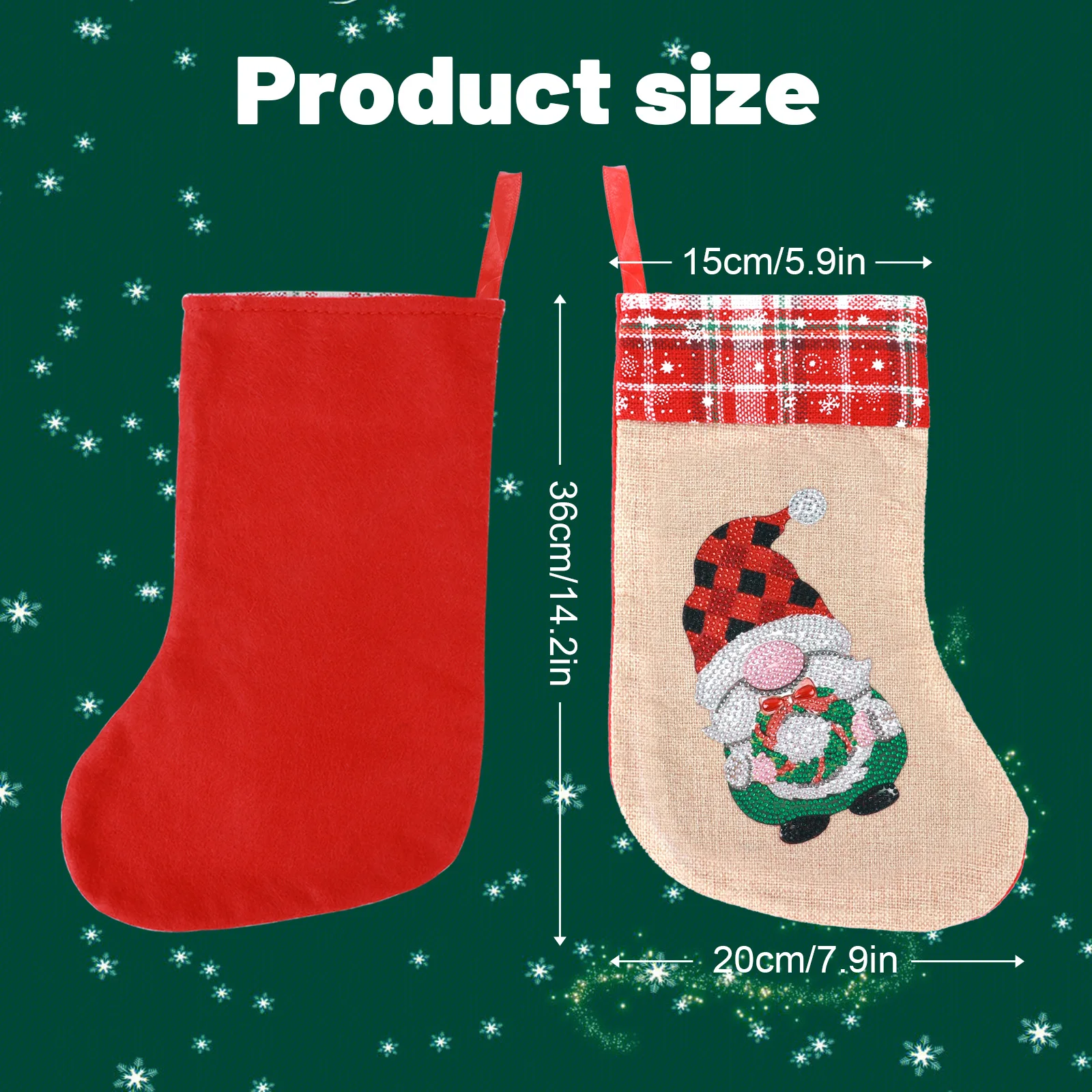 Christmas Dwarf Diamond Painting Stocking kits,Special shape Diamond Painting Fireplace Hanging Stocking Candy Bag handmade Gift