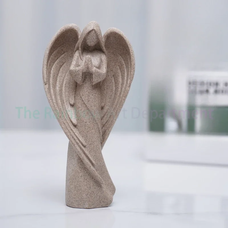 Sandstone Guardian Angel Ornament Resin Figure Sculpture Creative Desktop Living Room Model Room Ornament