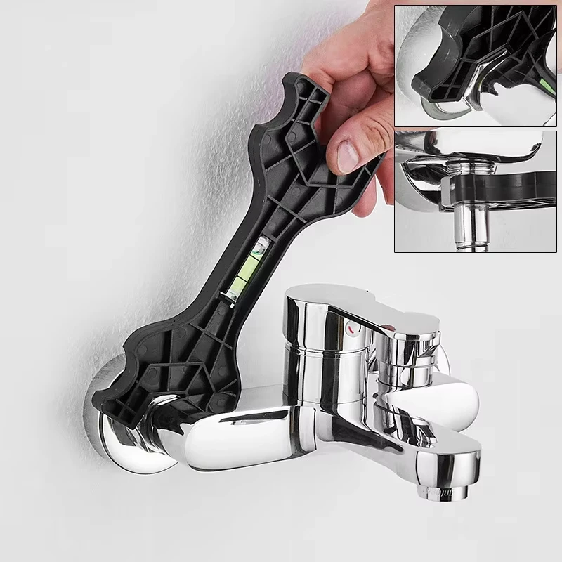 Multifunctional Dual Headed Wrench With Level Manual Tap Spanner Repair Plumbing Tools For Household Faucet Pipe Hand Tool