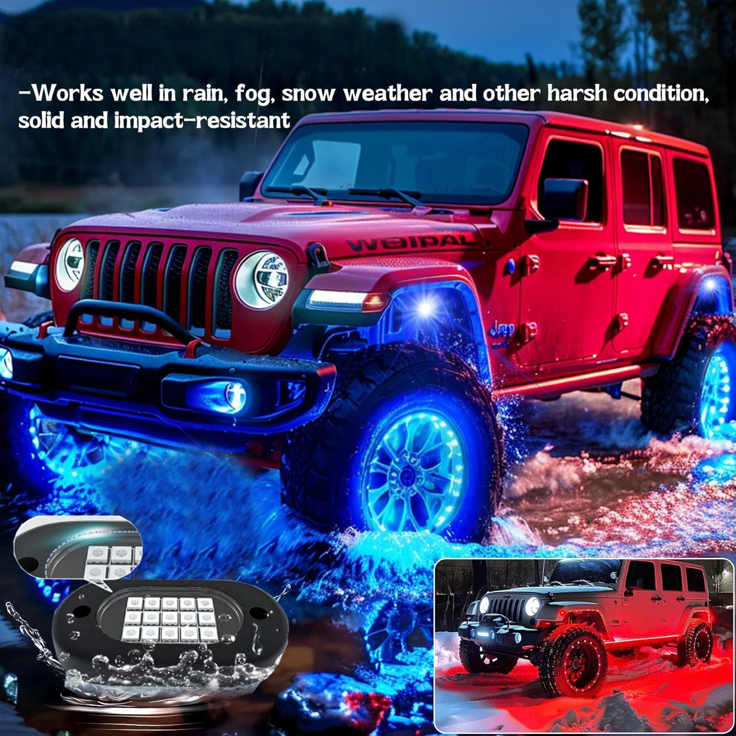 6/8/12Pods النيون LED أضواء الصخور App التحكم RGB LED Underglow أسفل الضوء متعدد الألوان للسيارات SUV شاحنة أضواء تحت الجسم 12 فولت #3