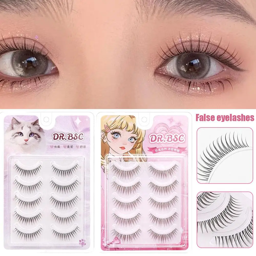 5 pares de pestañas postizas naturales de larga duración extensión de pestañas cruzadas cosméticos útiles maquillaje de ojos reutilizable pestañas postizas