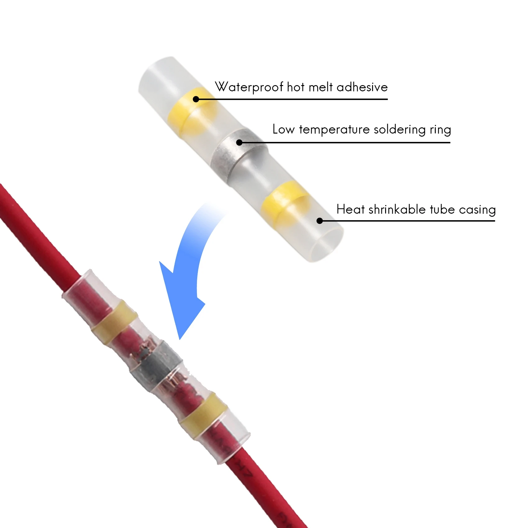 ชุดขั้วต่อสายไฟแบบซีล50ชิ้นขั้วต่อแบบก้นหดด้วยความร้อน