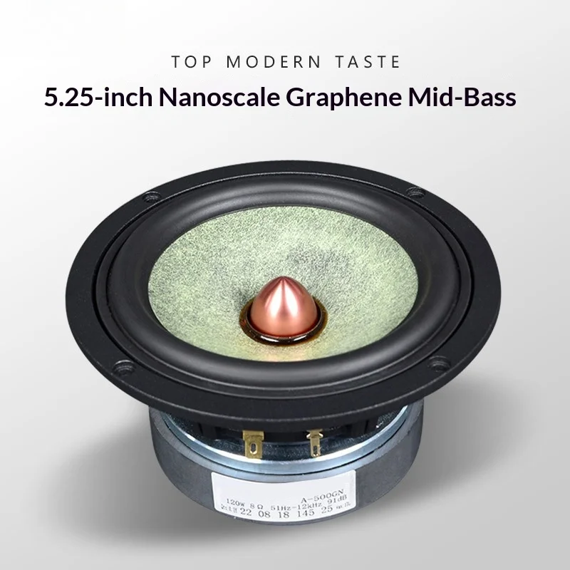 TMT A-500GN 5.25" HiFi Woofer Speaker Driver 8 Ohm 40W Graphene Cone Aluminum Frame Bullet Phase Plug Mid-Bass