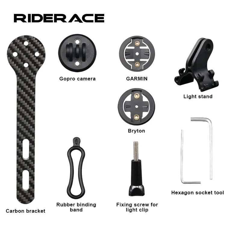 RIDERACE-Support pour ordinateur de vélo en fibre de carbone, GPS, chronomètre, compteur de vitesse T1, pour Garmin, Bryton, GOPRO