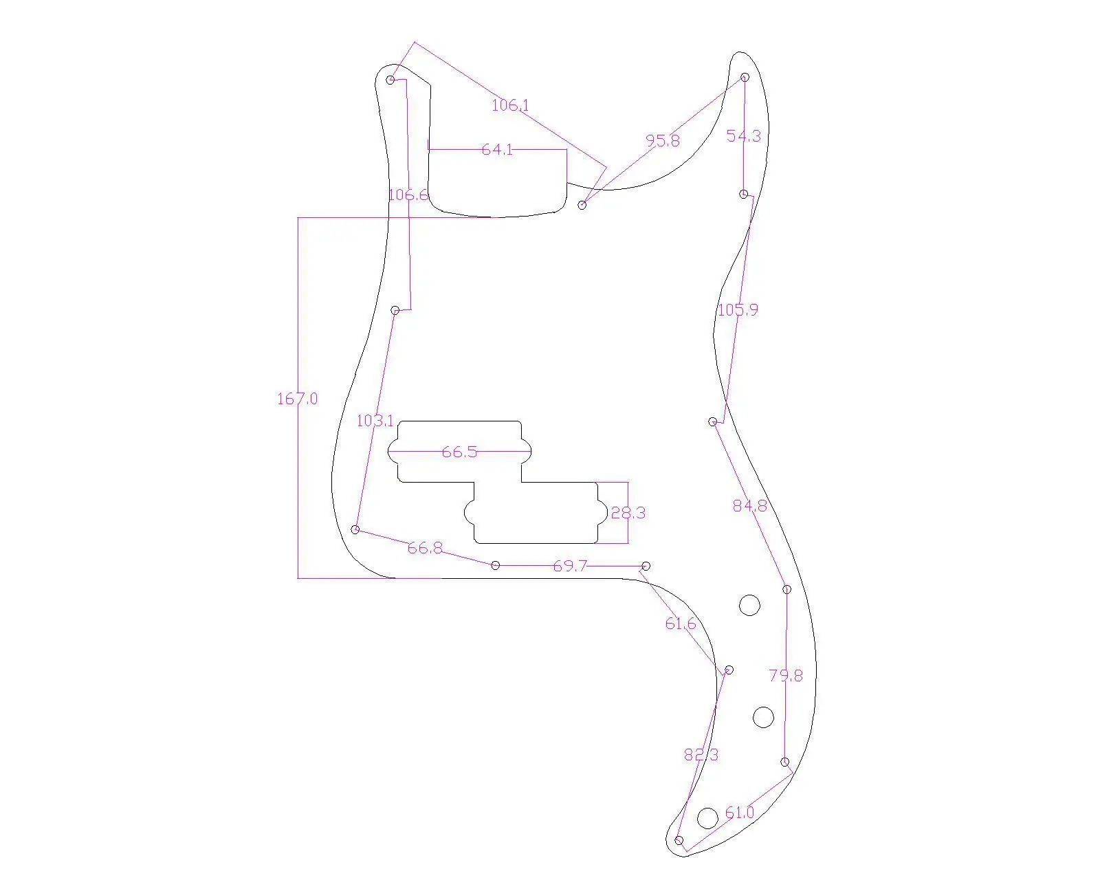 Dopro Precision Bass P Bass Plastic Pickguard PB Scratch Plate for American/Mexican P Bass Black/White Grid