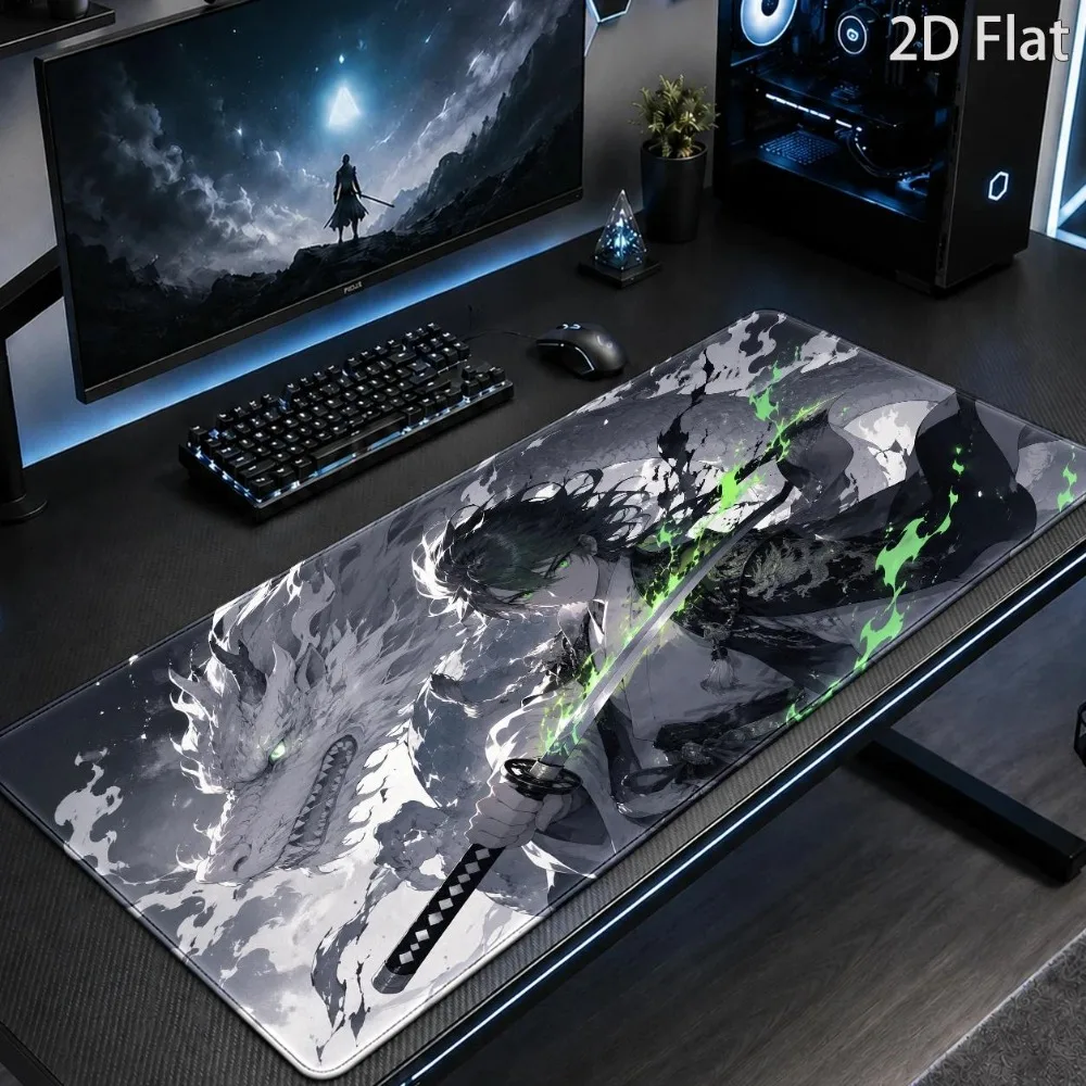 Anime swordsman dragon battle mouse pad, gaming mouse pad, suitable for home office workstation, game room, dormitory