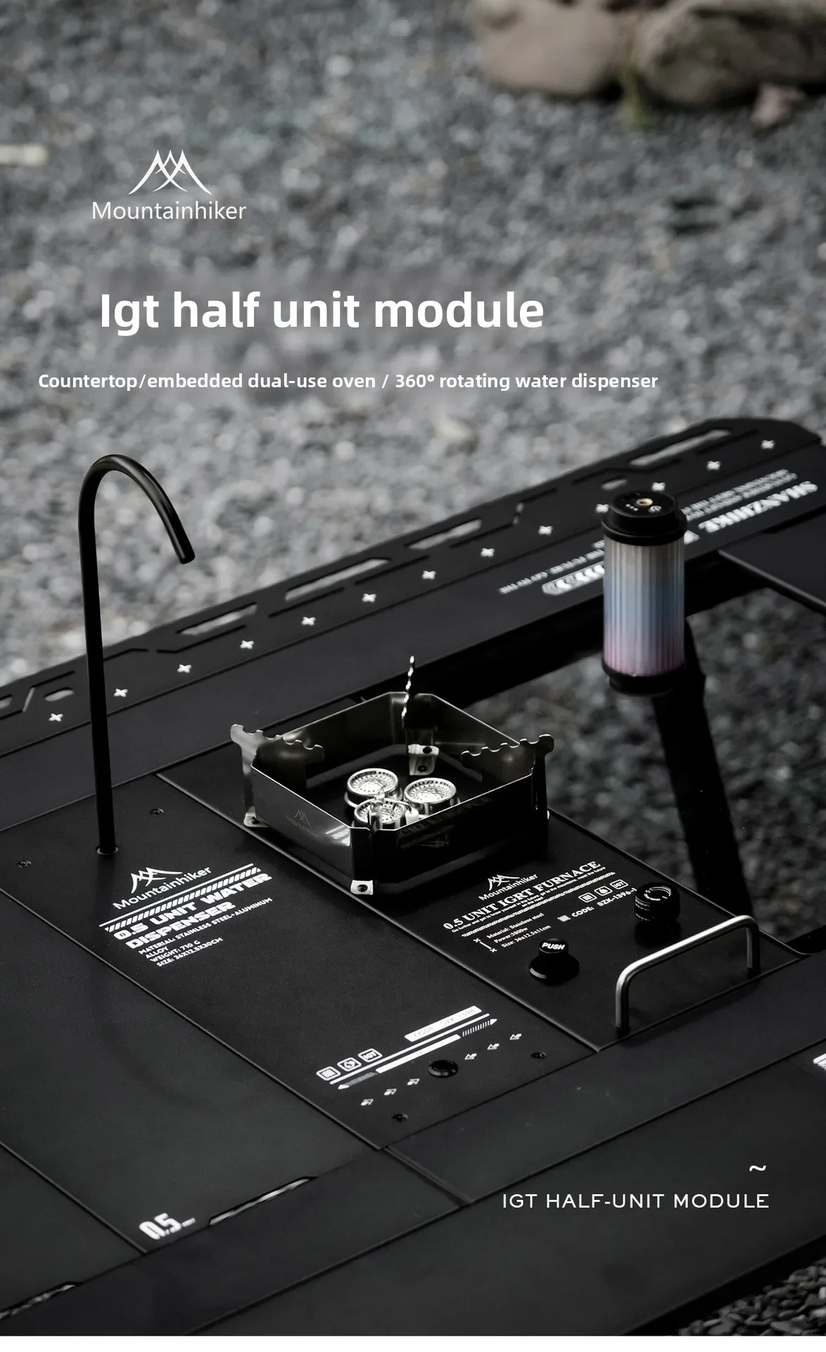 Mountainhiker 0,5 Einheit IGT Ofen Schwarz Outdoor Camping Tragbarer Gasofen Aluminiumlegierung Eingebetteter Mehrzweckherd – Detail 1