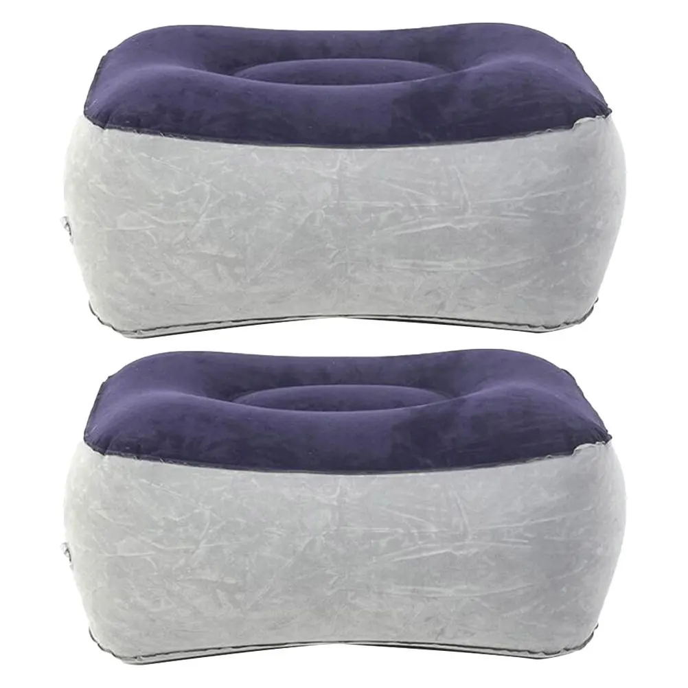 2 szt. Nadmuchiwana poduszka pod stopy do podróży, wysokiej jakości flokowana PVC, łatwa w czyszczeniu, nie wymaga pompowania, do samochodu, samolotu, do gier