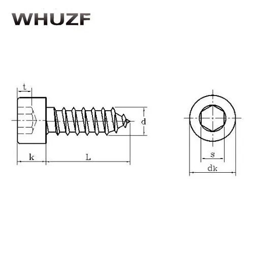 M3/M3.5 *L Hexagon Socket Screws Plate with nickel Wooden audio  Furniture Sliding Door Self Tapping Screws Hardened