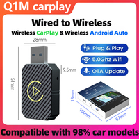 Wireless CarPlay Android Auto Adapter Car Gadget Smart Box Wireless 2-in-1 Mini Car AI Box Plug and Play 5GHz WiFi Quick Connect