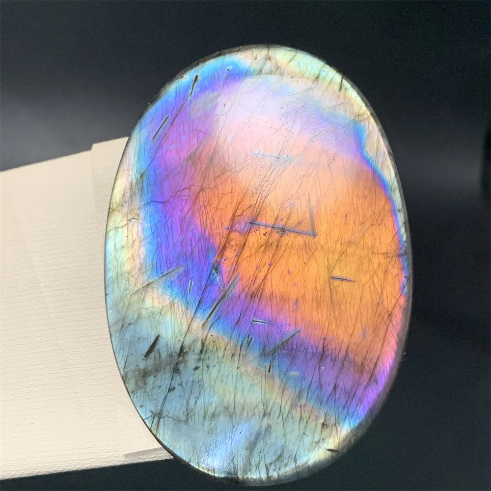 Uglyless 73MM Natural Boutique Blue Purple Orange Light Labradorite Pendant UnDrill Home Ornament Unusual Labrador Beads Bizarre