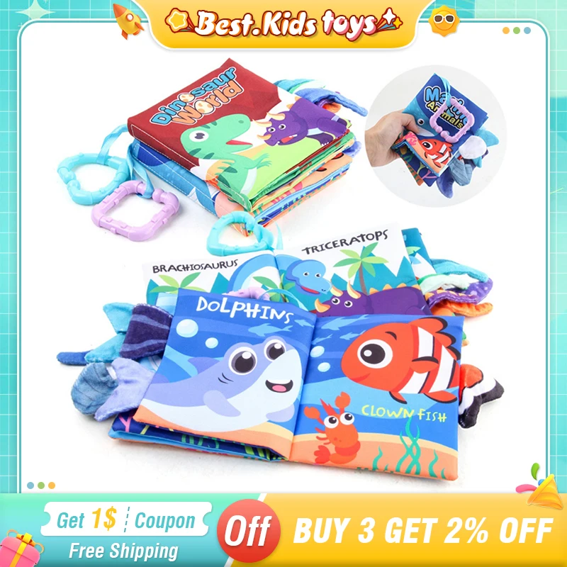 

Baby Toys 3D Cloth Book 0 to 12 Months Old Early Education Enlightenment Tail Marine Animal Cognition Kids Puzzle Palm Soft Book