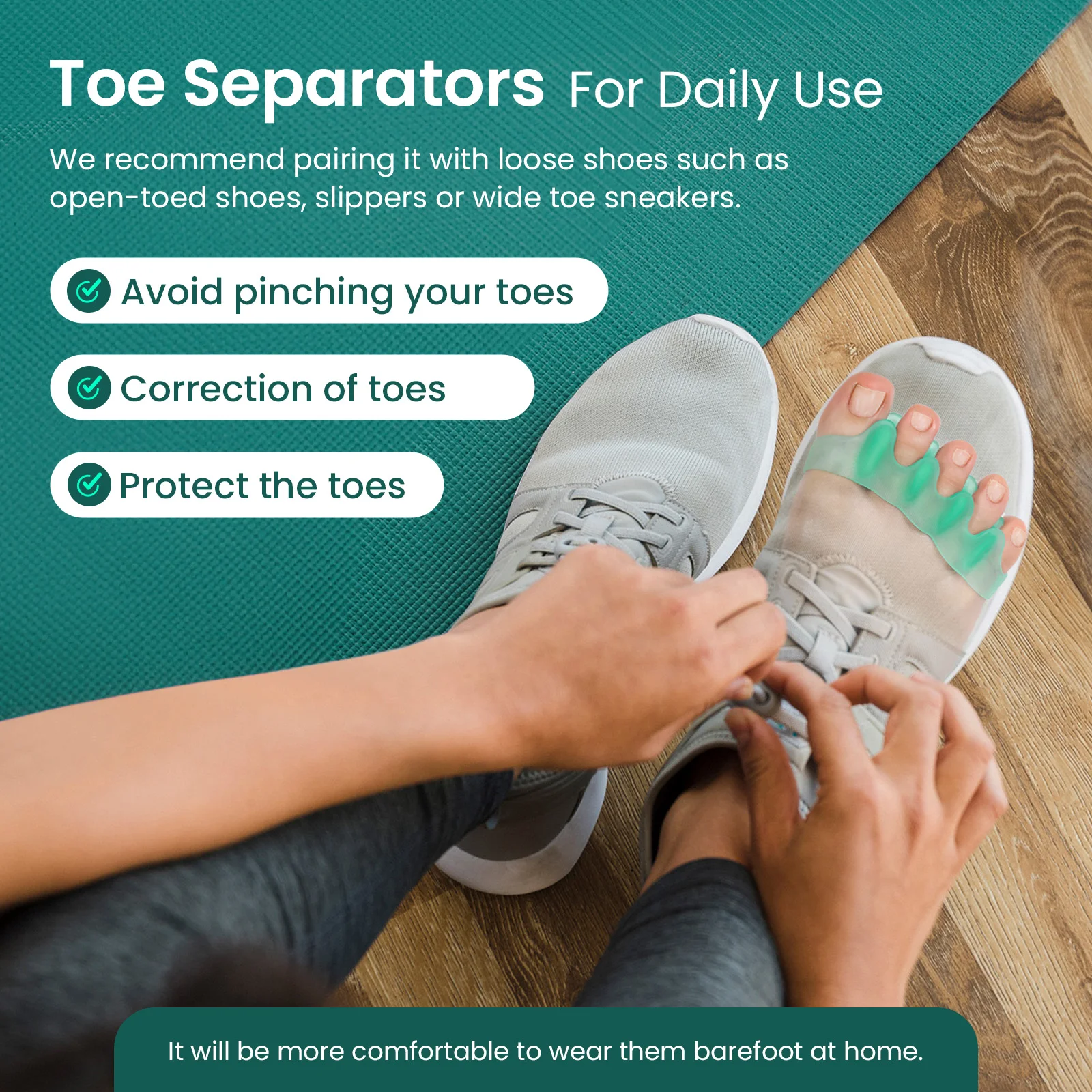 

2Pcs Green Silicone Toe Separator Bunion Corrector Hammer Toe Corrector Soft Silicone Material for Toe Separation Foot Care Tool