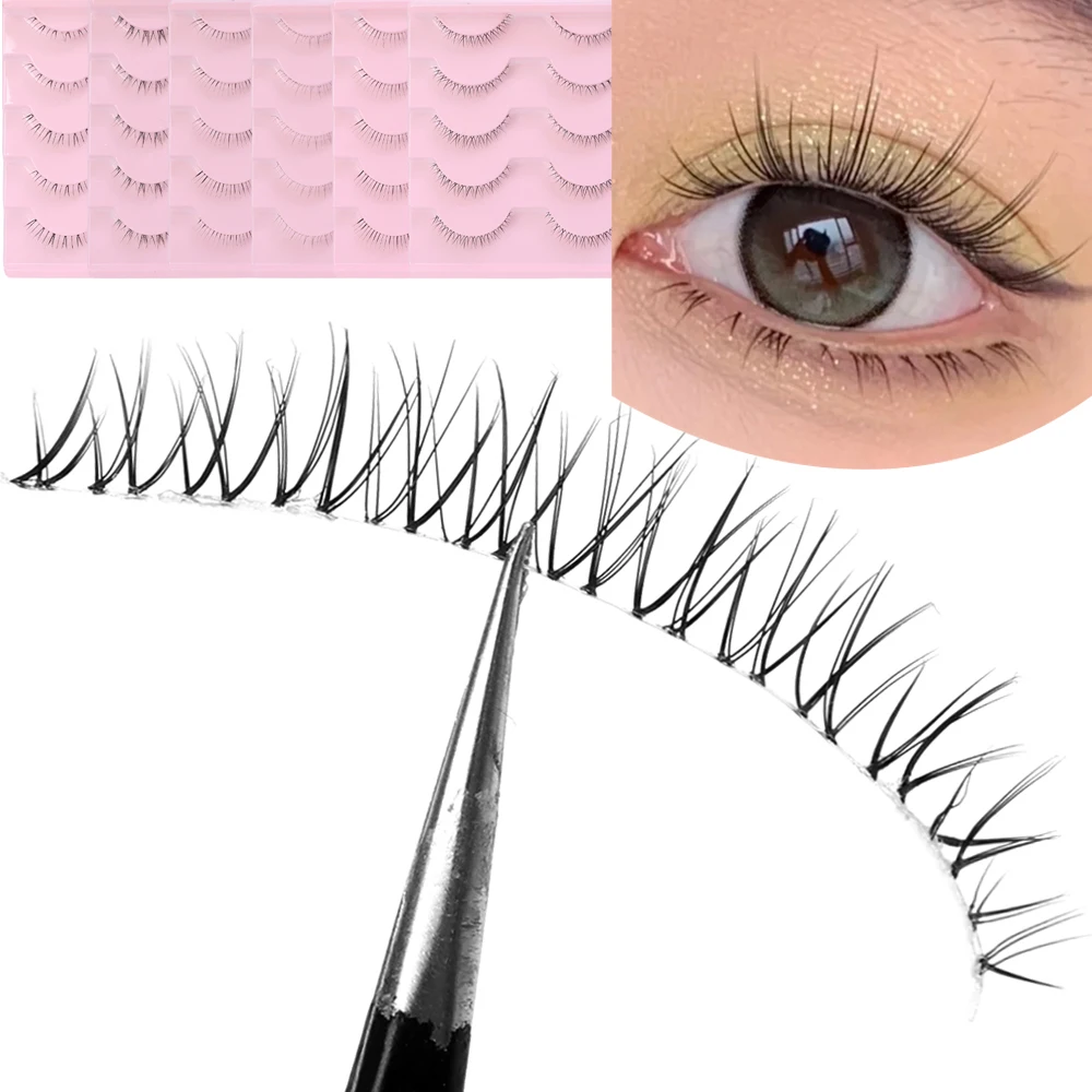 5 Pairs Under Eye Lashes Korean Girl Clear Stems Fake Eyelashes Lightweight Natural Wispy False Eye Lashes Makeup Cosplay Tools