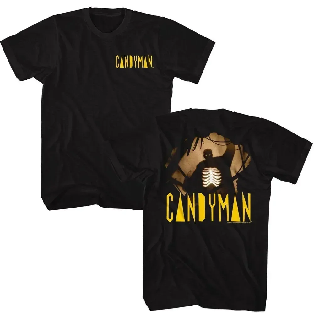 Candyman Silhouette Vorder- und Rückseite schwarzes T-Shirt für Erwachsene