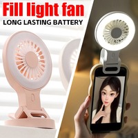 Fill Light Fan Portable USB Charging Desk Fan Phone Holder 3 Speed Mini-Fan with LED Light Adjustable Brightness Fill Light Fans
