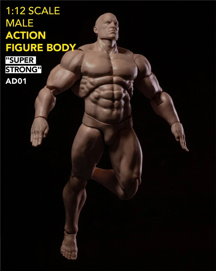 MUFF ADAM 1/12 AD01 Body Male Super Strong Muscular Body Model with Square Head 6Inch Male Soldier Flexible Body Model Toy