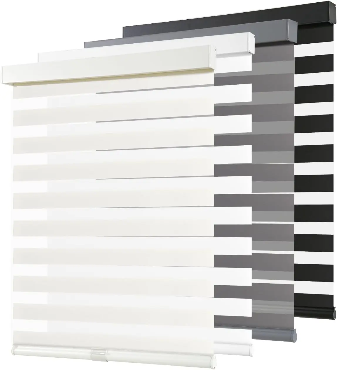 

Cordless Zebra Blinds for Windows, Dual Layer Light Filtering Roller Shade, Free-Stop, Easy Install, 34"W x 72"H, Beige