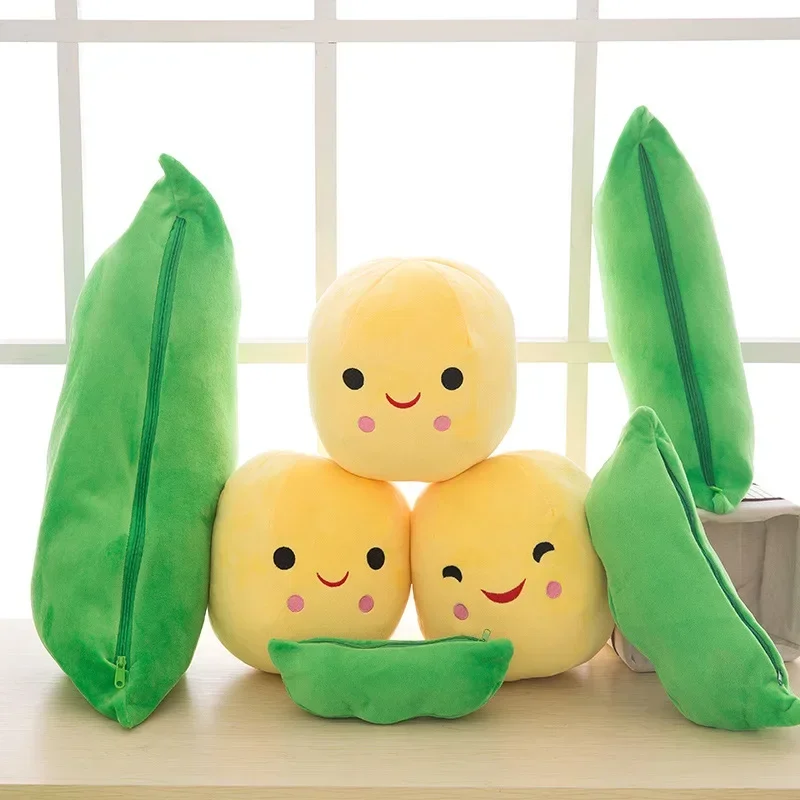 20-90cm Lovely Smile Peas Pod Creative plant pillow cushion plush fruit vegetables food Anti-stress girl hobby Children toy gift