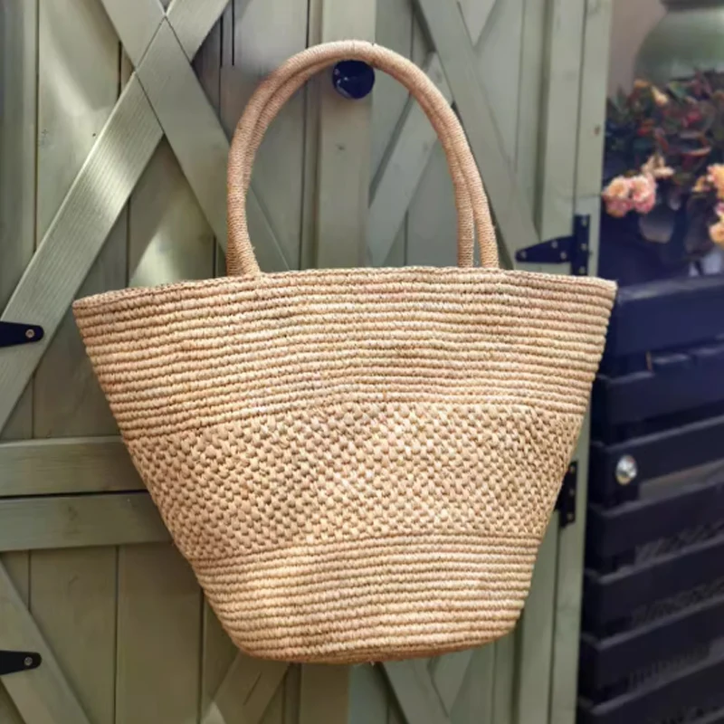 New Fashion Beach Natural Raffia Straw Bags Large Shoulder Handbag Lady Purse Tote Hand Bag Large Travel Storage Shopping Bag