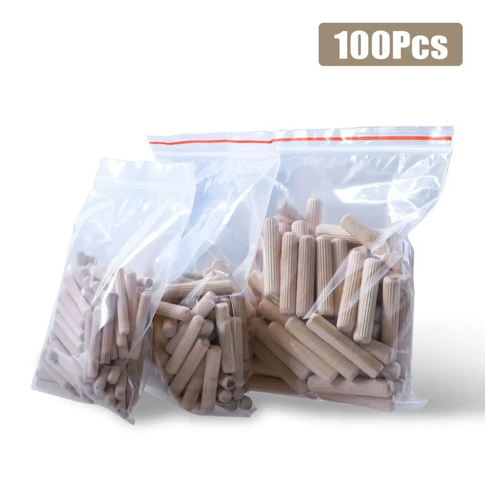 100Pcs Cork Fluted Needle Bolt Wooden Dowel Pins Woodworking Chamfered Wood Carvings Bed Drawers Wood Nails