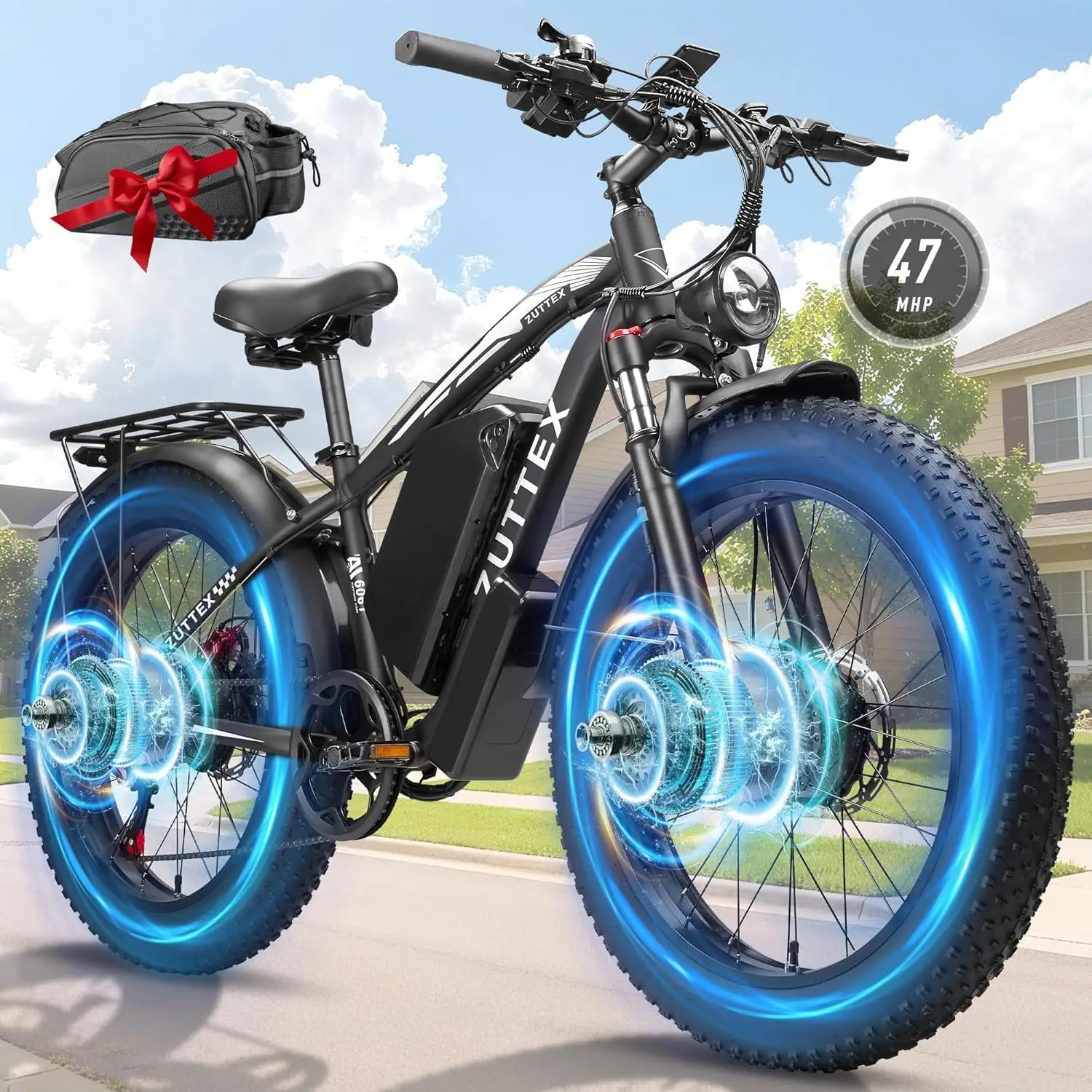 Peak 9000W Dual Motor Ebike Max 47MPH Electric Bike for Adults 52V 34AH Battery 105 Miles Range 24 Inch Fat Tire Fast Electric B image 3