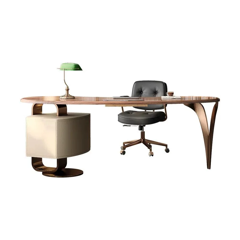 

Walnut solid wood light luxury modern desk Nordic designer large board Chinese desk high-end study table