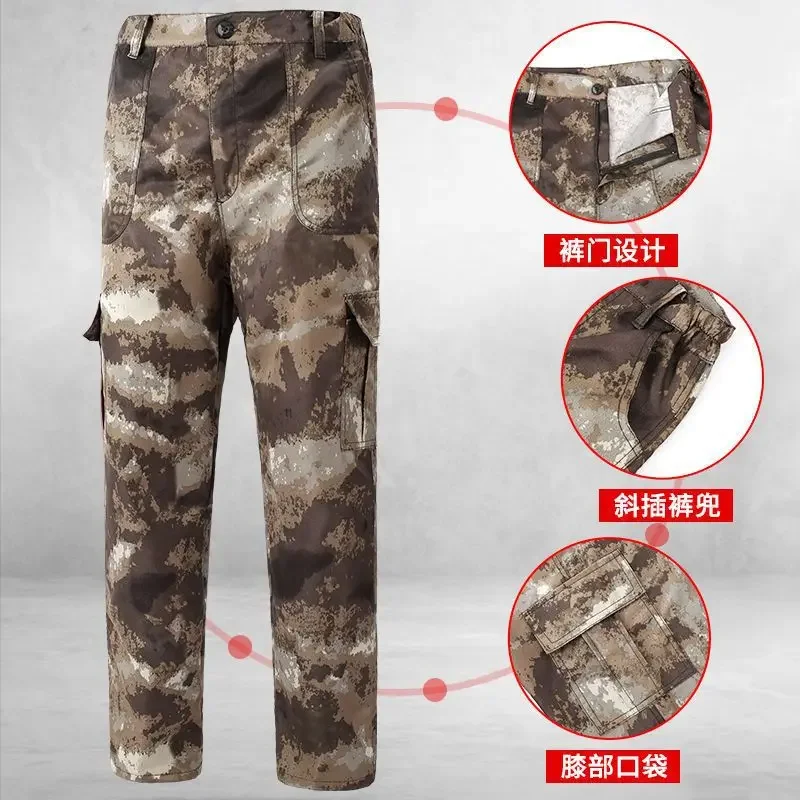 Man Set Men\'s Spring and Autumn Season Thickened Dirt Resistant and Wear-resistant Camouflage Work Clothes Suits for Men