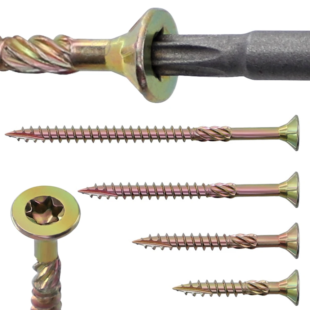 Torx 100 PCS Metal Hardware Deck Binding Fastener T25 Screws Woodworking Supplies Screws