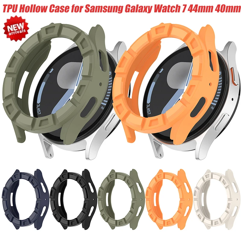 Soft TPU Hollow Case for Samsung Galaxy Watch 7 44mm 40mm Half Protective for Galaxy Watch7 44mm 40mm Bumper Accessories