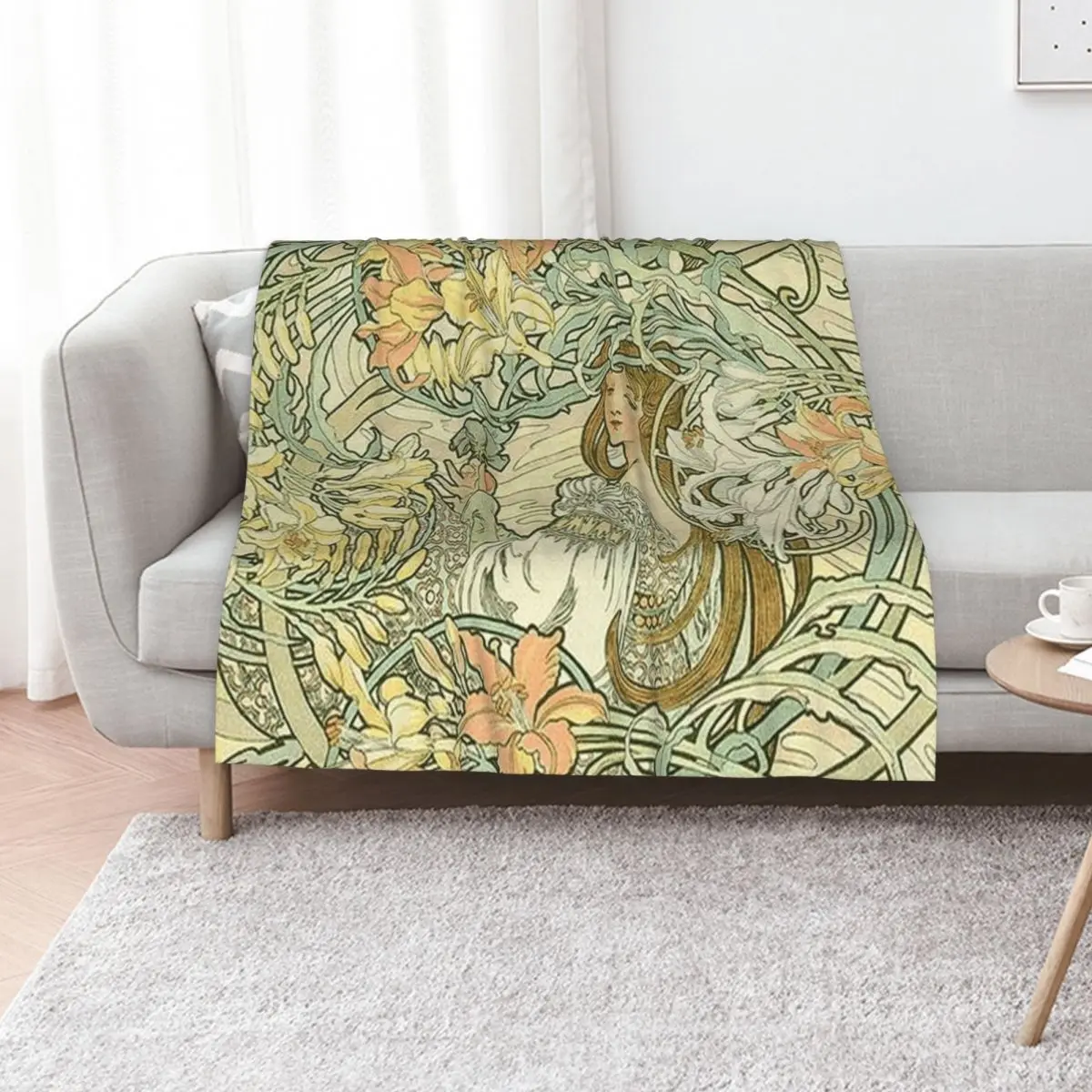 

Language of Flowers -Alphonse Mucha Throw Blanket Baby valentine gift ideas Thin bed plaid Blankets