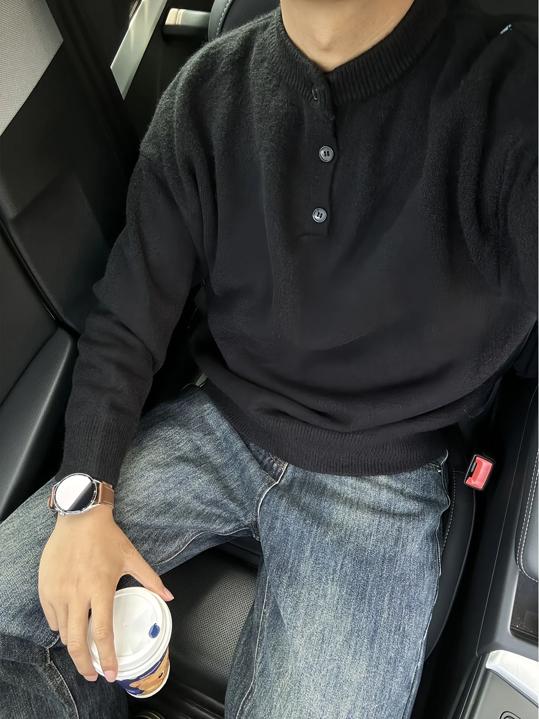 

Мужской вязаный свитер Bla Henry Collar: стильный базовый слой в американском стиле, с длинным рукавом, теплый и комфортный.