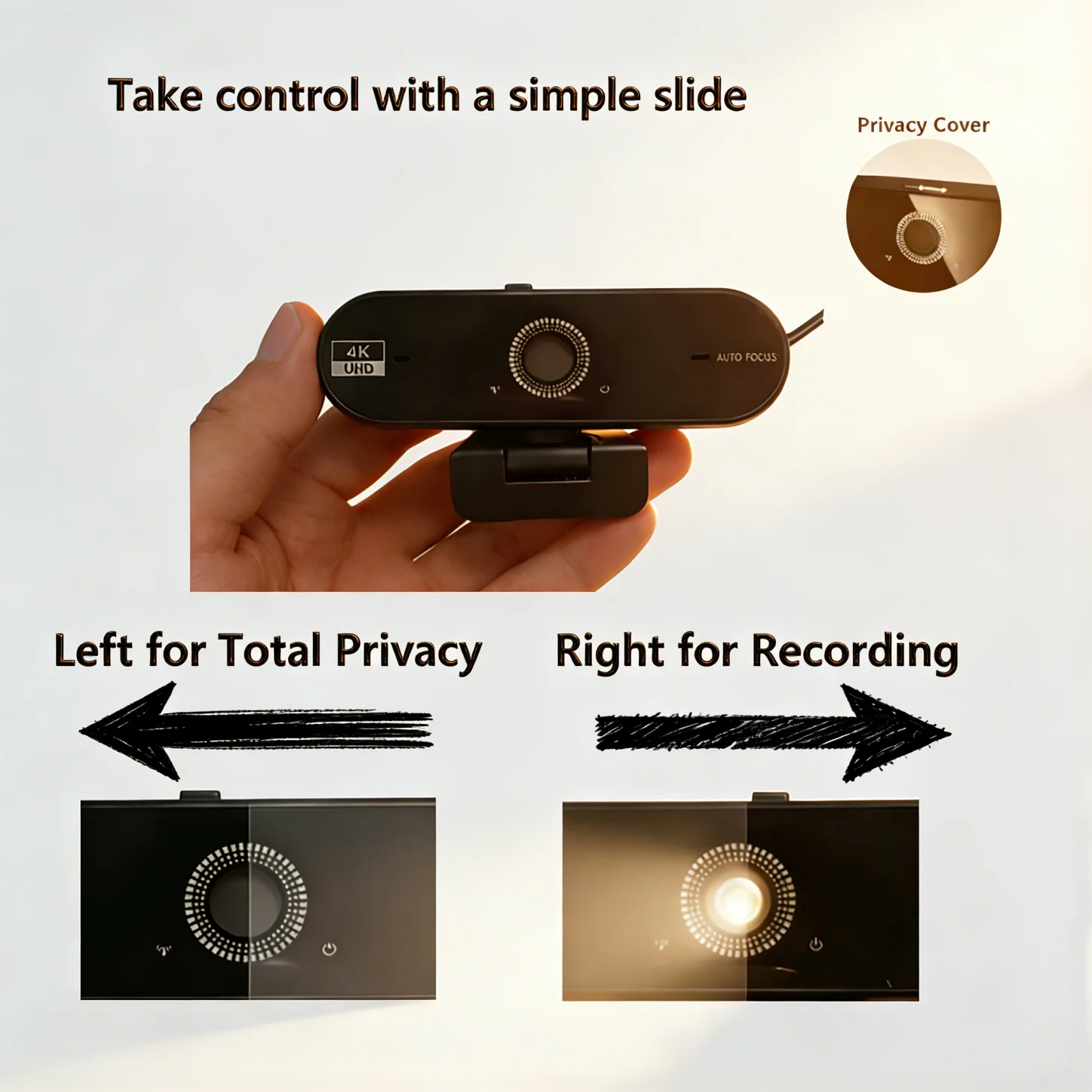 JETO 4K UHD Webcam 8MP Auto Focus Dual AI Noise Cancelling Mics Type C Adapter Streaming Conference Camera PC Laptop Desktop