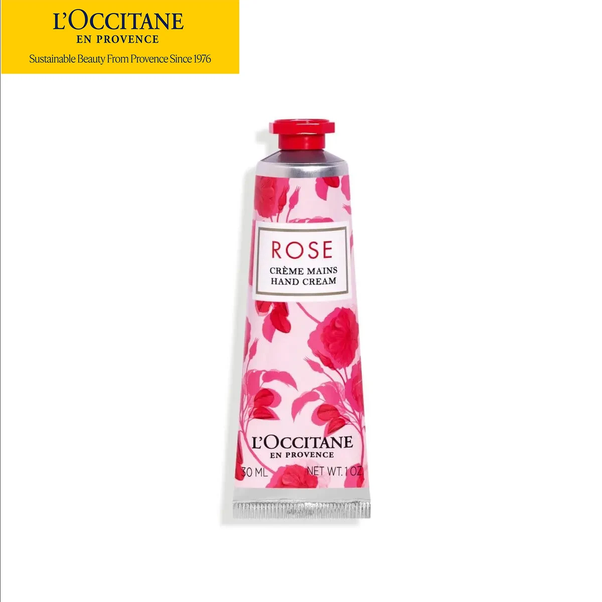 

L'OCCITANE Rose Hand Cream Moisturizes Dry Hands Fresh Floral Scent 1.00 oz Enriched with Rose Extracts Softens & Protects Skin