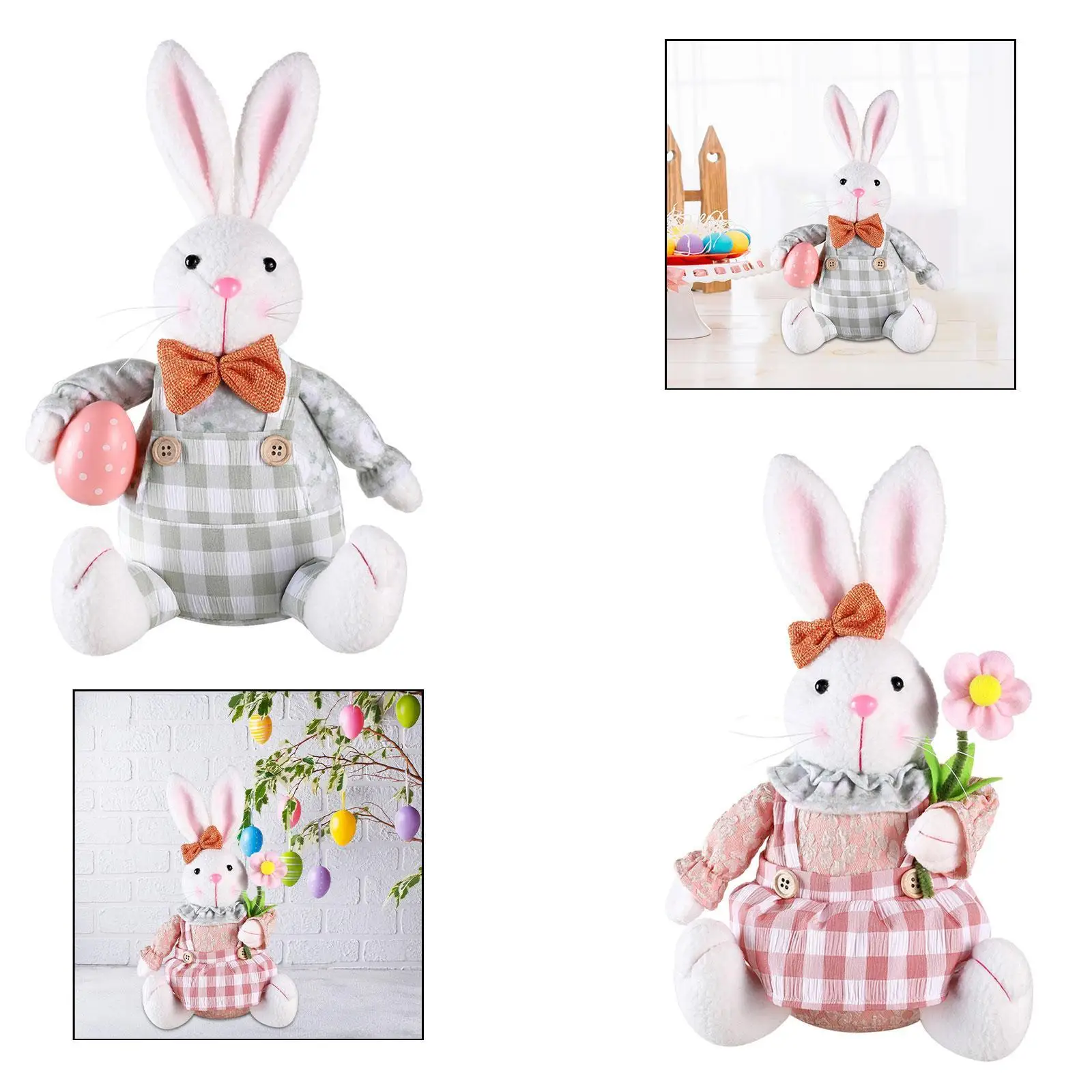 Easter Bunny Doll Decorative Artwork Animal Doll for Entrance Home Spring