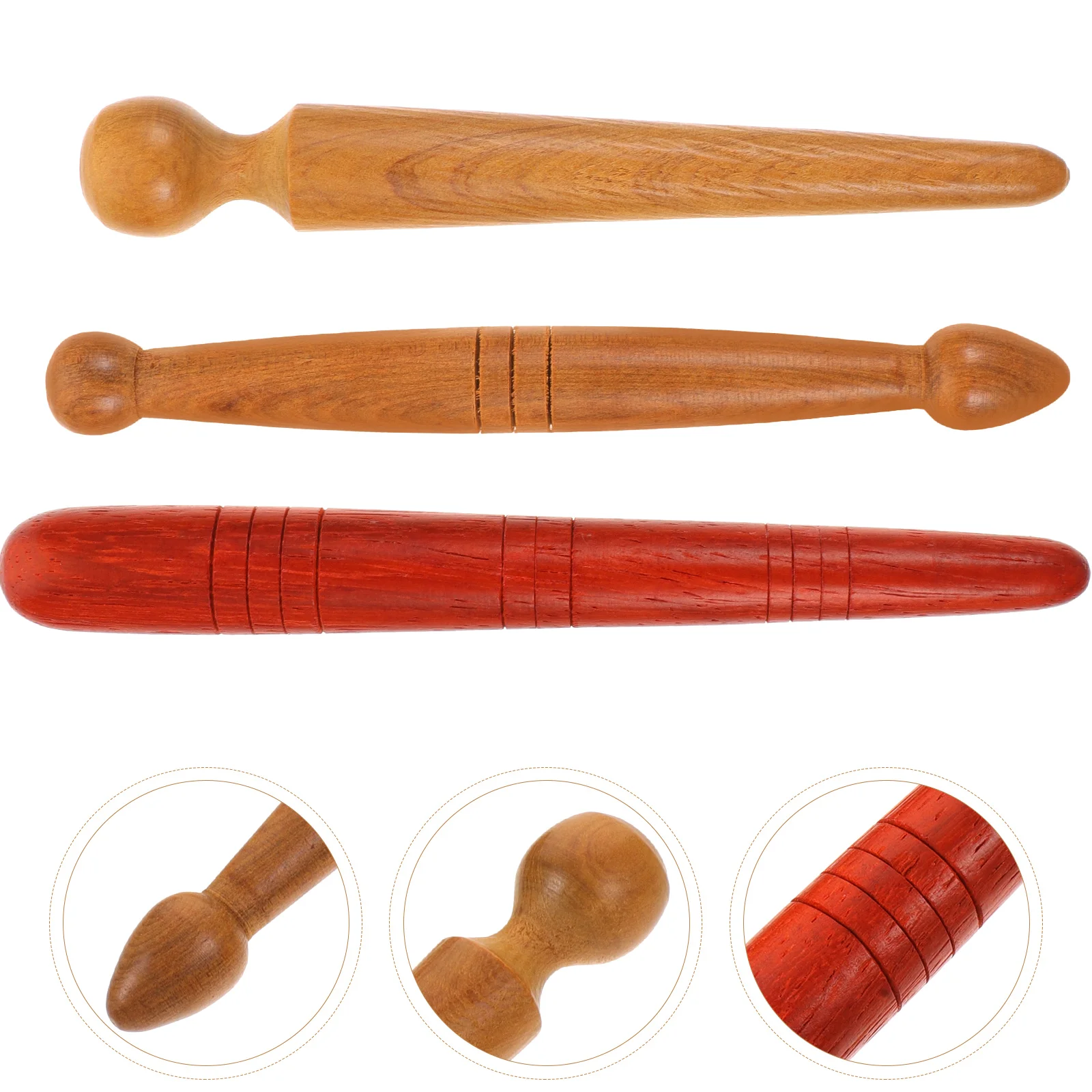 3 Pcs Wooden Acupuncture Stick Muscle Roller Acupressure Hand Tools Foot Massager Hair Man