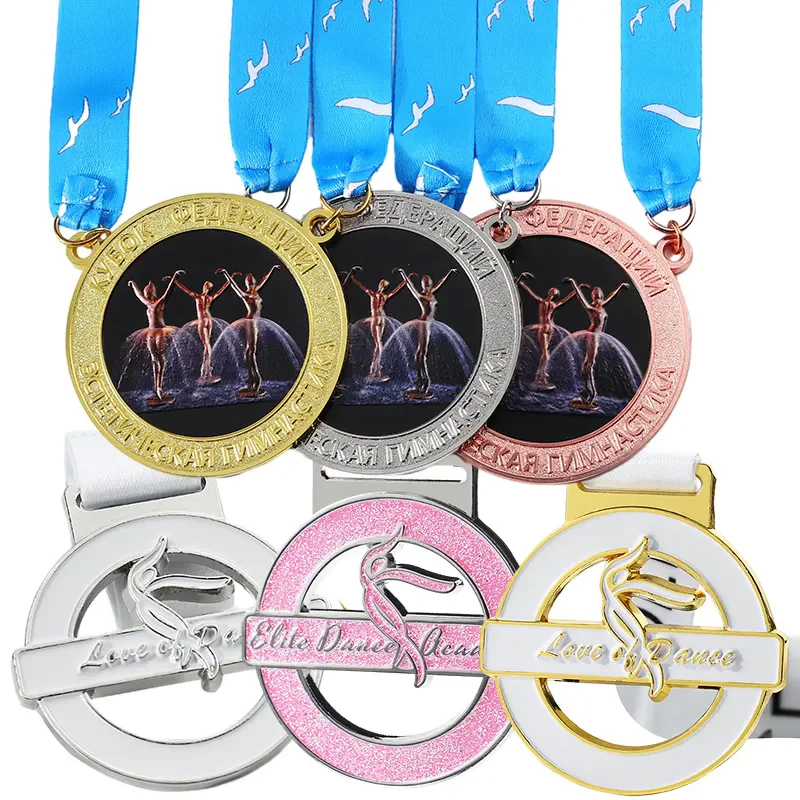 Manufacturer Customized Medal Zinc Alloy Metal Sports Medal 3D Award Gold Skating Artistic Gymnastics Dance Medal