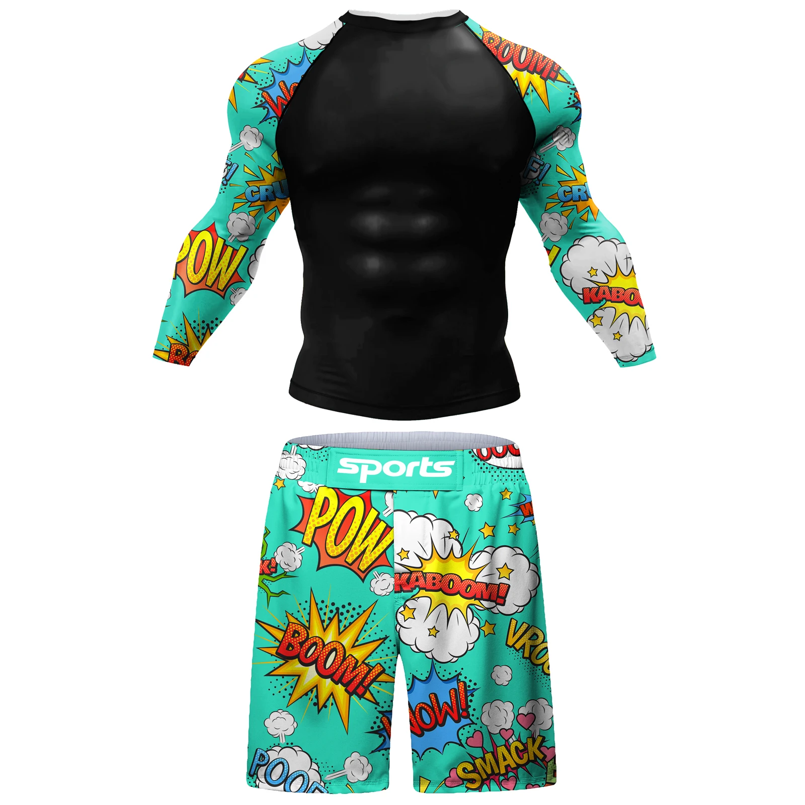 Mma bjj rash guard roupas de praia masculinas conjunto completo mar natação e surf esportes conjunto de treino apertado com proteção solar