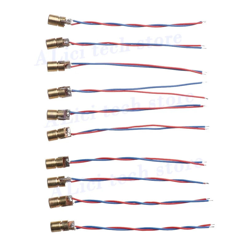 5Pcs  650nm 6mm 3/5V 5 million Watt Power Tool Accessories Adjustable Laser Dot Diode Module Red Copper Head Laser diode