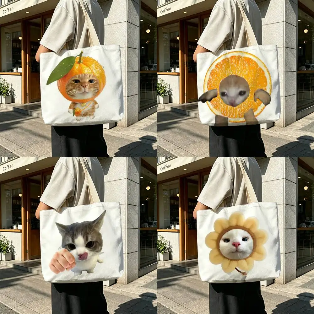 Funny Meme Reusable Foldable Canvas Tote Bag for Shopping and Daily Use