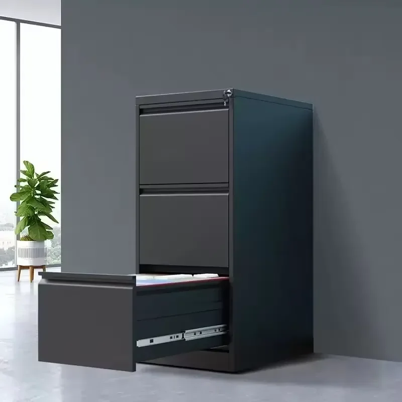 Modern Style Freestanding Steel Metal Filing Cabinet with Lock Movable for Home Office School Document Storage