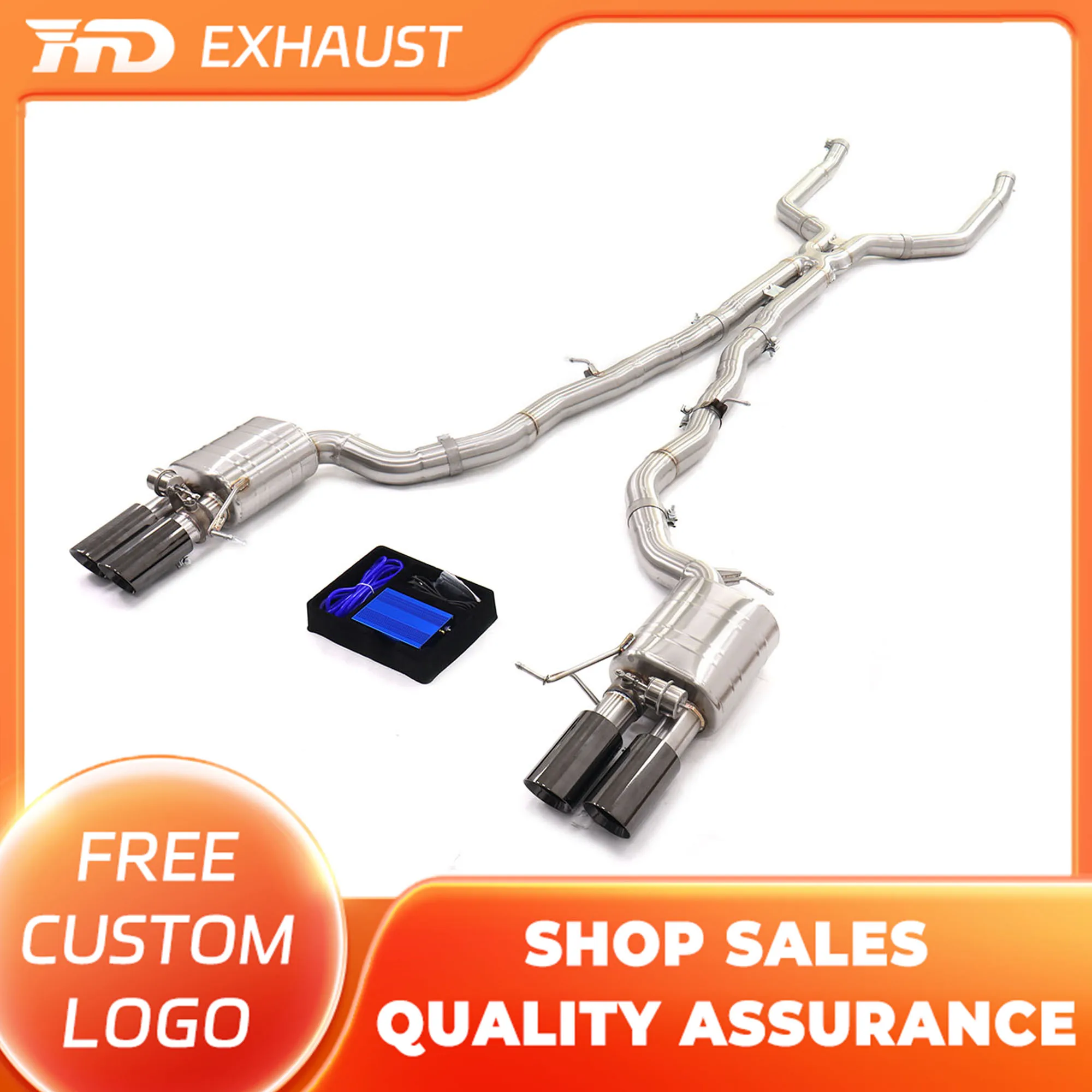 

HMD High Precision Machining Exhaust System For BMW 550i F10 N63 Stainless Steel Catback With Pneumatic Valve With Glossy Tips