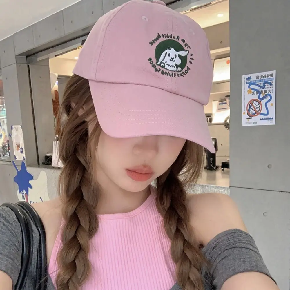 

Fashion Adjustable Rabbit Baseball Cap Korean Embroidery Vintage Baseball Cap Cotton Casual Teenagers Hat Male Female