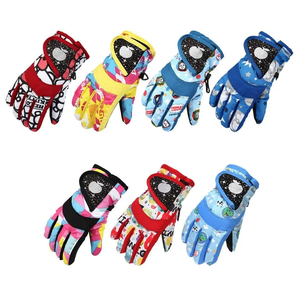 Children Winter Ski Gloves Waterproof Thicken Mittens Snow Snowboard Kids Glove for Boys Girls Keep Finger Warmer 4-7 Years Old