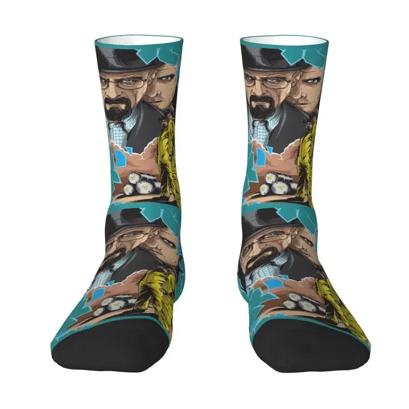 Breaking Bad Poster Design Mens Crazy Crew Socks Unisex Funny 3D Print Walter White And Jesse Pinkman Dress Socks