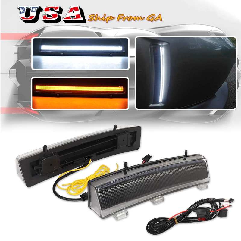 

For Nissan 350z LCI 2006-2009 Front Bumper Reflector Replacement Assembly White Daytime Running Lights as Amber Turn Signals