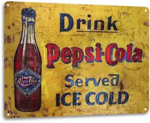 q1,Pepsi Cola Drink Soda Pop Publicidad Vintage Retro Decoración de Pared Metal Letrero de Lata-Aluminio